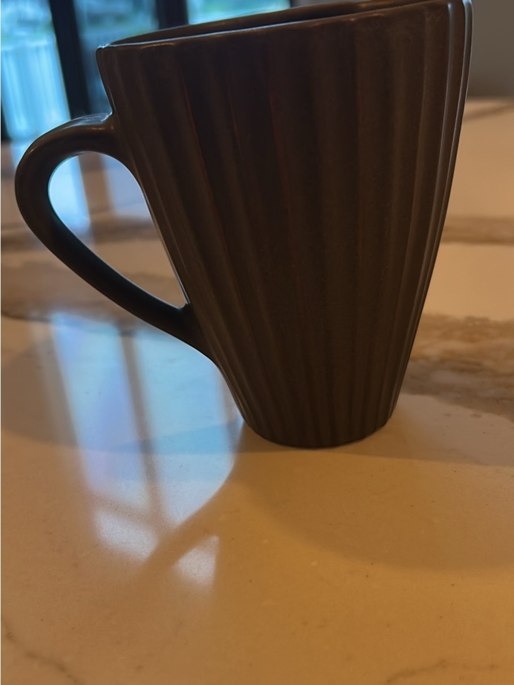 Jonathan Adler Brown Ribbed Ceramic Coffee Mug